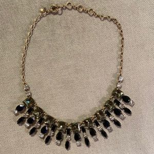 J.Crew Gold Black Crystal Statement Necklace